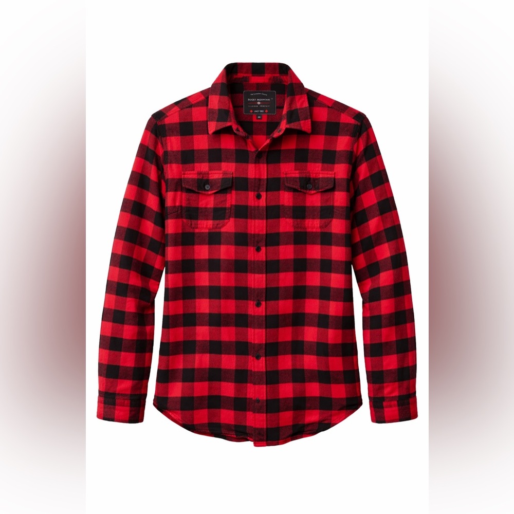 Men's Red and Black Plaid Casual Button Down Shirt. Size M